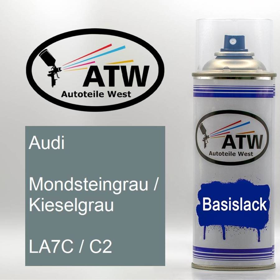 Audi, Mondsteingrau / Kieselgrau, LA7C / C2: 400ml Sprühdose, von ATW Autoteile West.
